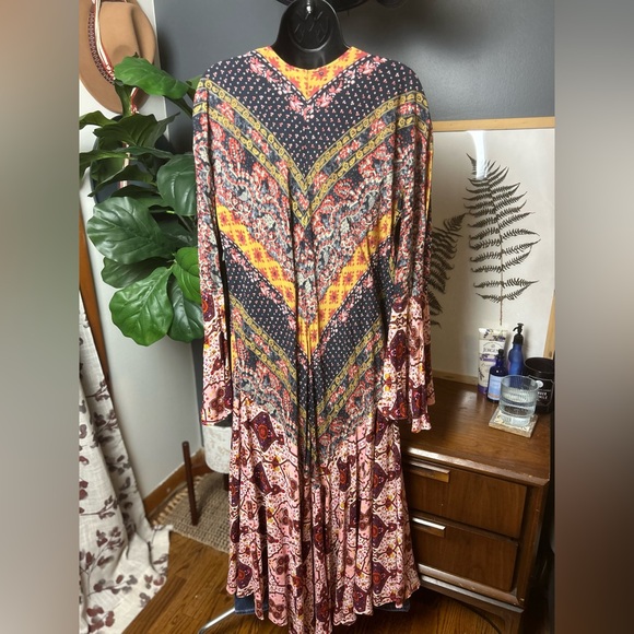 Umgee Long Duster Kimono Cardigan Boho Bohemian Ruffle Bell Sleeve - Picture 9 of 11